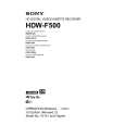 SONY HDW-F500 Instrukcja Obsługi